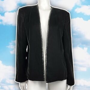 LLOYD WILLIAMS Vintage Beaded Velveteen Blazer Academia Office Goth Stevie Nicks